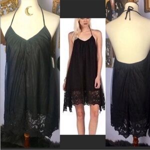 Volcom Take it Easy Lace & Mesh Summer Halter Black Mini Dress Small NWT